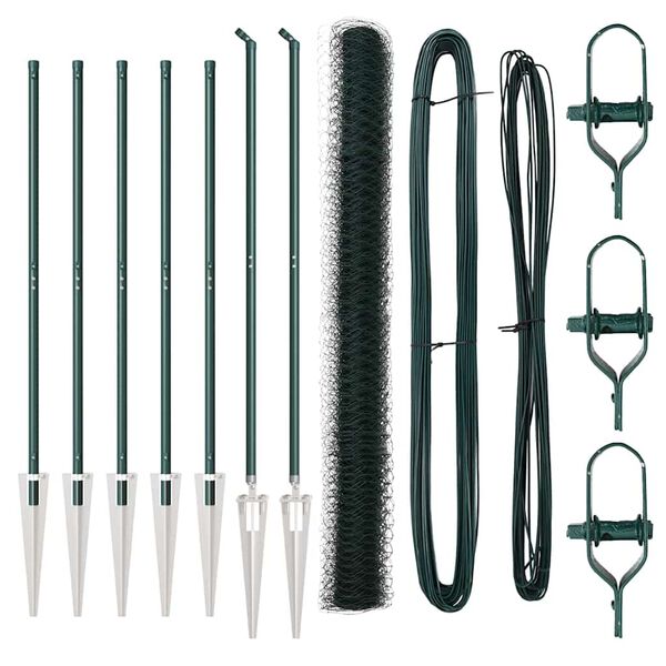 vidaXL Gjerdep&aring;le gr&oslash;nn 10 x 1,6 m (36 mm nett) St&aring;l og PVC