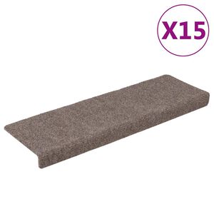 vidaXL Trappematter selvklebende 15 stk 65x21x4 cm beige rektangul&aelig;r kant