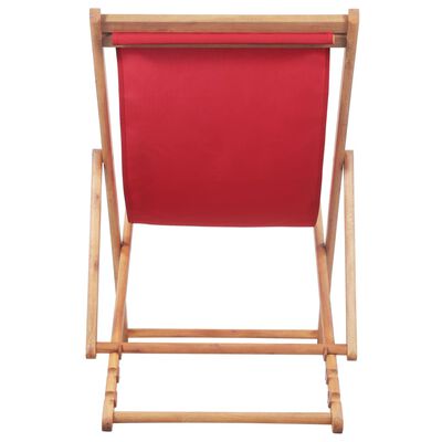 vidaXL Sammenleggbar strandstol stoff og treramme rød