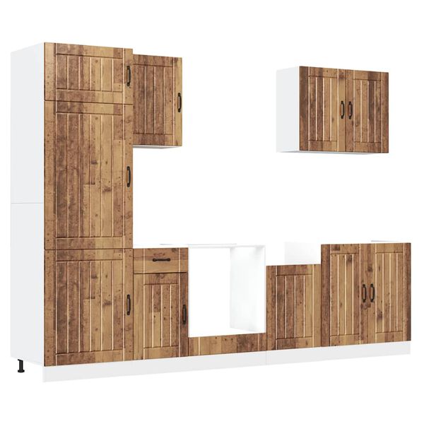 vidaXL Kj&oslash;kkenskapssett 7 deler Lucca gammelt tre konstruert tre