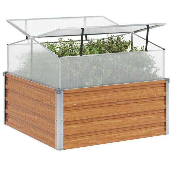 vidaXL Hageplanter med drivhus Lys Brun 100 x 100 x 77 cm