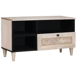 vidaXL TV-skap med skuff Blek Hvit 80 x 33 x 46 cm Massiv mango tre