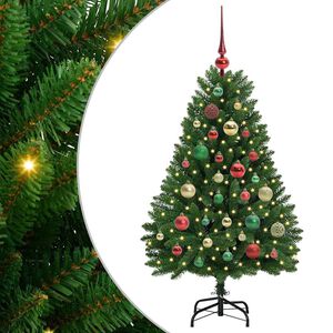 vidaXL Kunstig juletre 120 cm 150 LED-lys Varmhvit PVC og st&aring;l Gr&oslash;nn