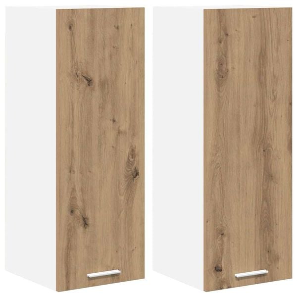 vidaXL Hengende skap Riga 2 pcs Artisan eik og hvit 30 x 31 x 80 cm