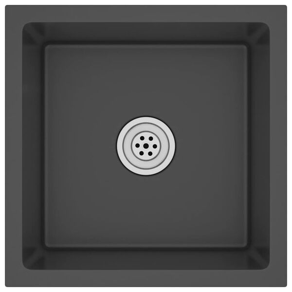 vidaXL Håndlaget kjøkkenvask svart rustfritt stål