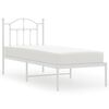 vidaXL Sengeramme i metall uten madrass med hodegavl hvit 75x190 cm