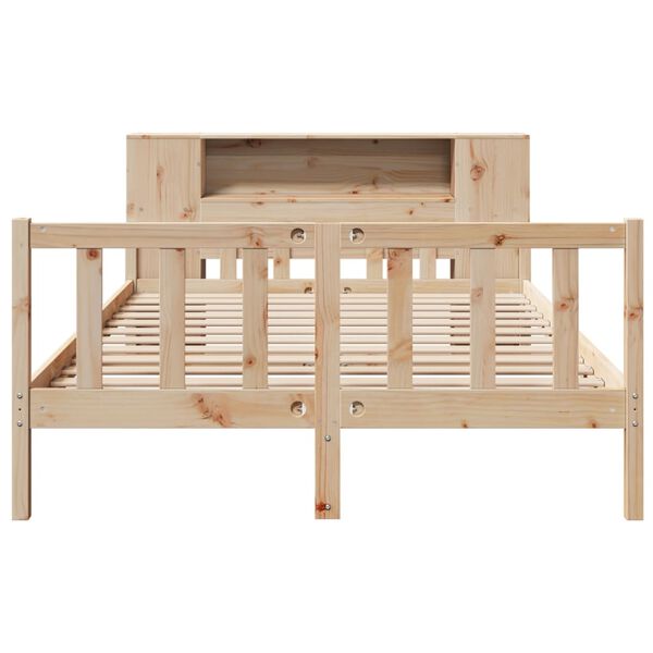 vidaXL Seng med bokhylle uten madrass 160x200 cm heltre furu
