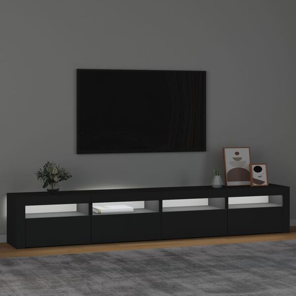 vidaXL TV-benk med LED-lys svart 240x35x40 cm