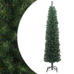 vidaXL Slankt kunstig juletre med stativ gr&oslash;nn 210 cm PVC