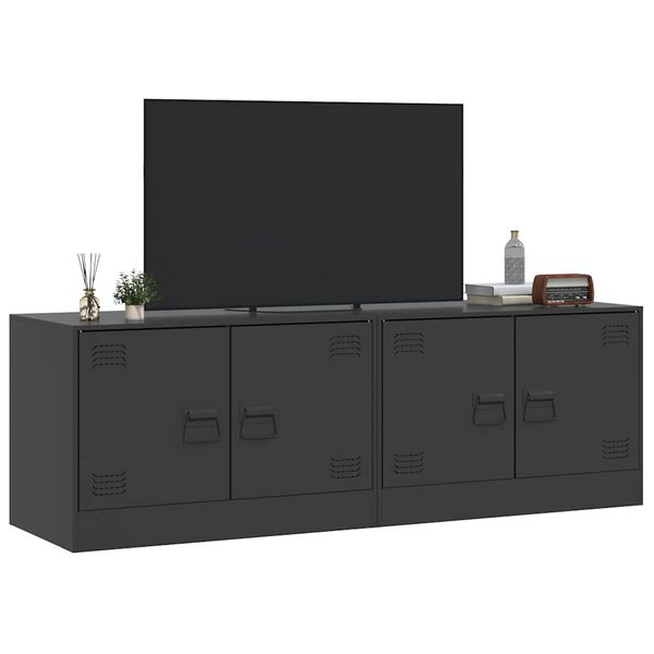 vidaXL TV-benker 2 stk svart 67x39x44 cm st&aring;l