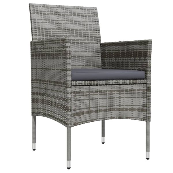 vidaXL Hagespisegruppe med puter 3 deler grå og svart