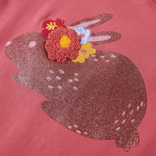 T-skjorte for barn med lange ermer gammelrosa 140