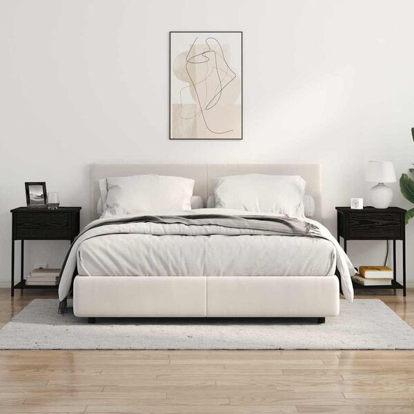 vidaXL Nattbordskap 2 pcs Svart Eik 42 x 41 x 56 cm Konstruert tre