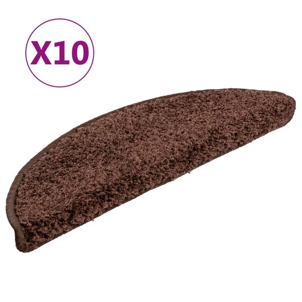 vidaXL Trappematter 10 stk 56x17x3 cm brune halvrund