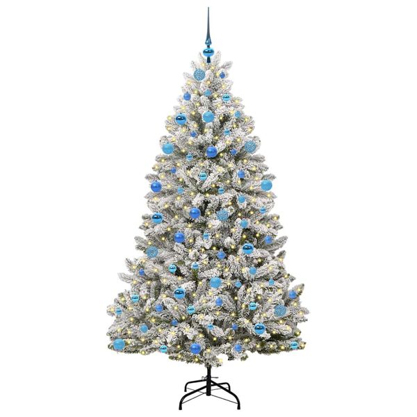 vidaXL Kunstig juletre med 300 LED Gr&oslash;nn og hvit 180 cm PVC og metall