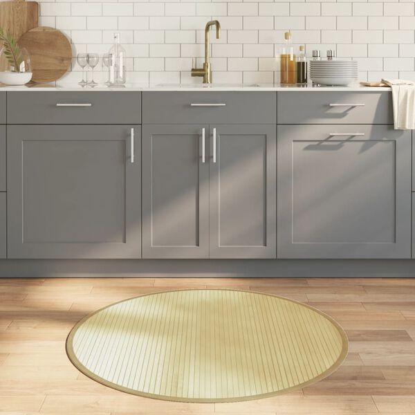 vidaXL Teppe rund lys naturell 100 cm bambus