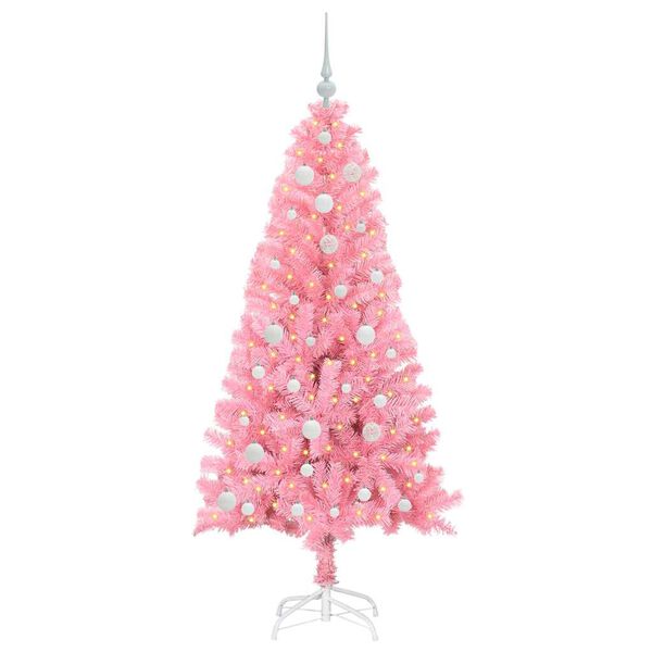 vidaXL Juletre med 150 LED med stativ Rosa 150 cm PVC