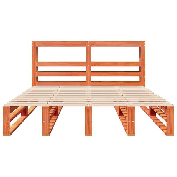 vidaXL Sengeramme uten madrass voksbrun 160x200 cm heltre furu