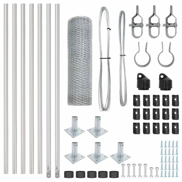 vidaXL Gjerde med innlegg. sølv 0.4 x 10 m PVC-belagt stål