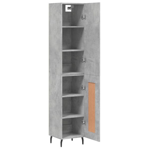 vidaXL Highboard betonggr&aring; 34,5x34x180 cm konstruert tre