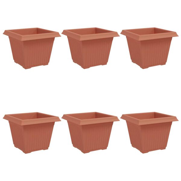 vidaXL Firkantet Blomsterpotte 6 pcs Klinker R&oslash;d 28,5 x 28,5 x 22 cm