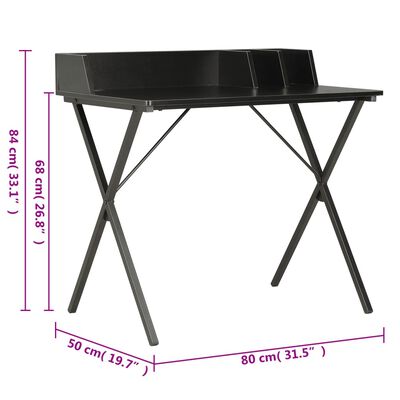 vidaXL Skrivebord svart 80x50x84 cm