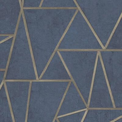 DUTCH WALLCOVERINGS Veggpanel trekanter petrolblå og gull