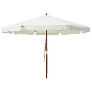 vidaXL Parasoll med trestang 330 cm sandhvit