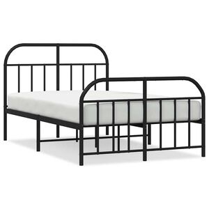 vidaXL Sengeramme i metall med hode- og fotgavl svart 120x190 cm