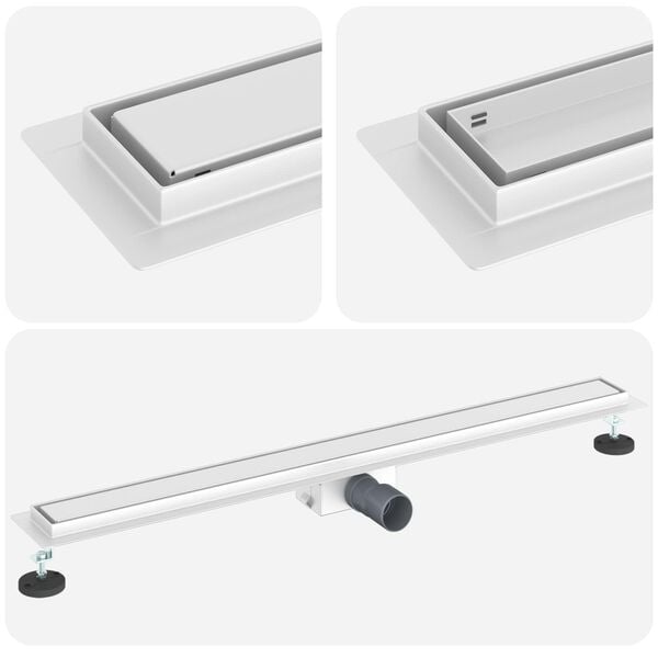 vidaXL Dusjavløp med Glassdeksel sølv 100 cm Rustfritt Stål 304