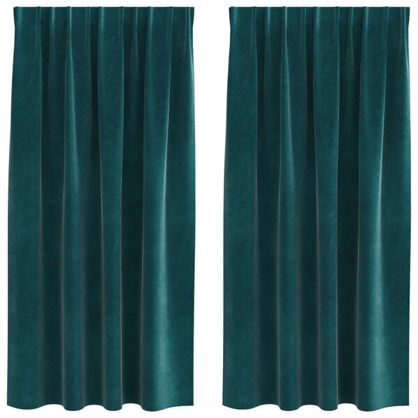 vidaXL Blendingsgardiner 2 pcs Mørkegrønn 140 x 175 cm Fløyel