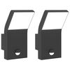 vidaXL Veggmonterte LED-utelamper sensor 2 stk svart st&oslash;pt aluminium