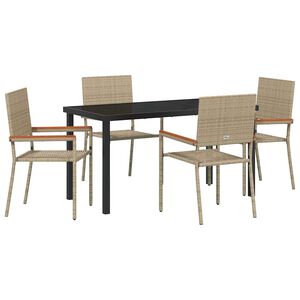 vidaXL Hage Spisegruppe 5 stk. Beige polyrotting