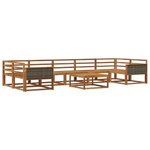 vidaXL Utend&oslash;rs sofa-sett 8 pcs Naturlig Solid akasietre