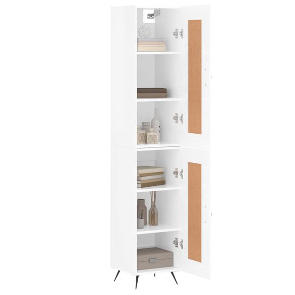 vidaXL Highboard h&oslash;yglans hvit 34,5x34x180 cm konstruert tre