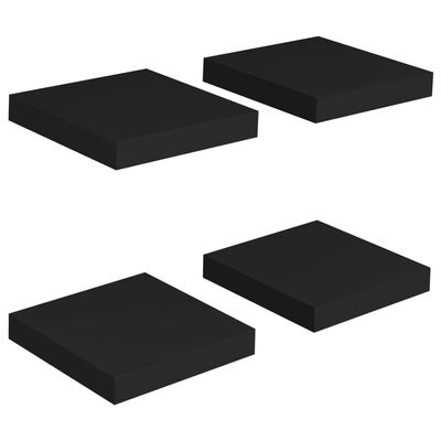 vidaXL Flytende vegghyller 4 stk svart 23x23,5x3,8 cm MDF