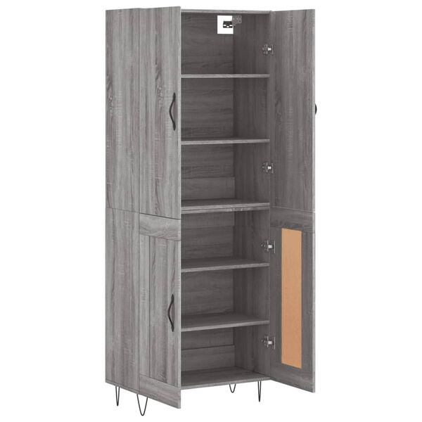 vidaXL Highboard gr&aring; sonoma 69,5x34x180 cm konstruert tre