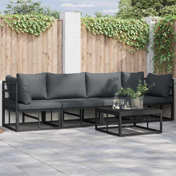 vidaXL Hagesofa Set 5 pcs Svart Metall