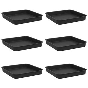 vidaXL Firkantet Blomsterbrett 6 pcs Svart 15 x 15 x 2 cm Plast