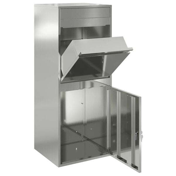 vidaXL Pakkeinnkast med d&oslash;r Svart 41 x 38 x 103 cm Galvanisert St&aring;l