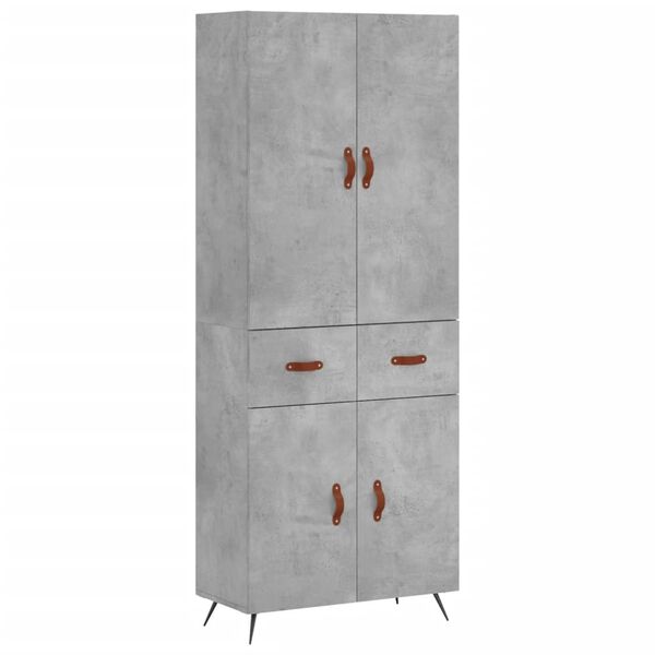 vidaXL Highboard betonggr&aring; 69,5x34x180 cm konstruert tre