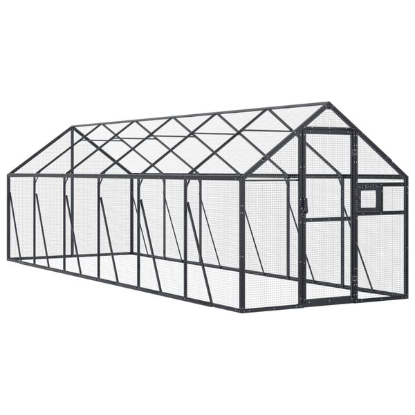 vidaXL Fuglehus antrasitt 1,79x6x1,85 m aluminium