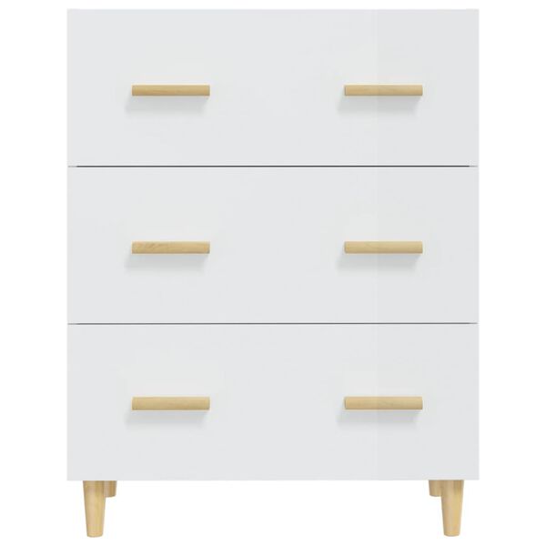 vidaXL Skjenk h&oslash;yglans hvit 70x34x90 cm konstruert tre