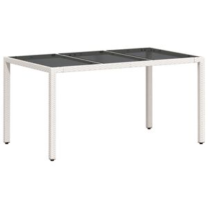vidaXL Hagebord med glassplate hvit 150x90x75 cm polyrotting