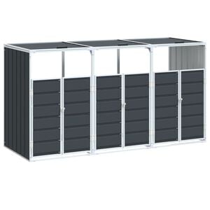 vidaXL S&oslash;ppeldunkskur for 3 dunker antrasitt 216x81x115 cm St&aring;l