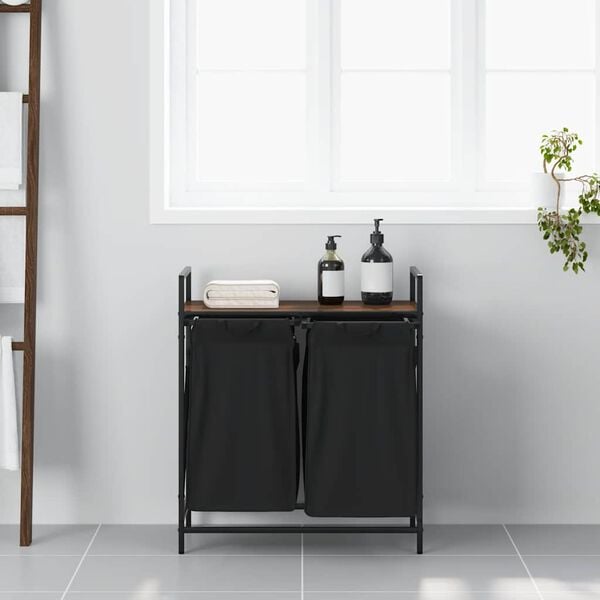 vidaXL skittent&oslash;yskurv 2 rom med hylle brun eik