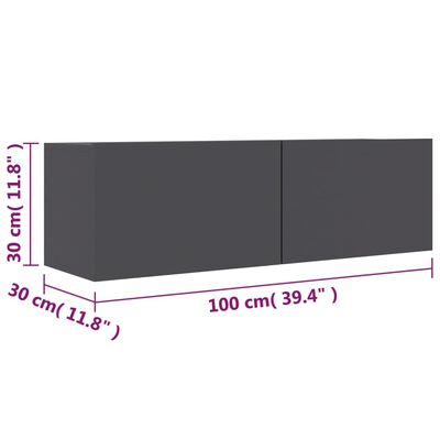 vidaXL TV-benk grå 100x30x30 cm sponplate