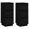 vidaXL Skjenker 2 stk svart 32x34x75 cm heltre furu