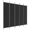 vidaXL Romdeler 5 paneler svart 250x200 cm stoff