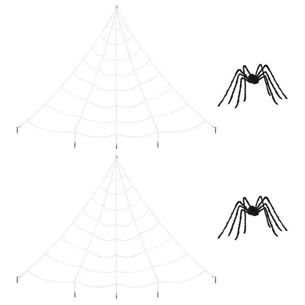 vidaXL Halloween edderkoppdekorasjon med nett 2 pcs Svart og hvit